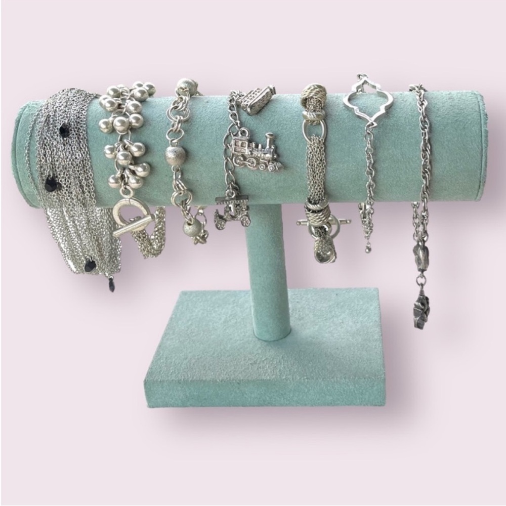 Vintage Silver Bracelet Dangly Charms Jewelry Lot